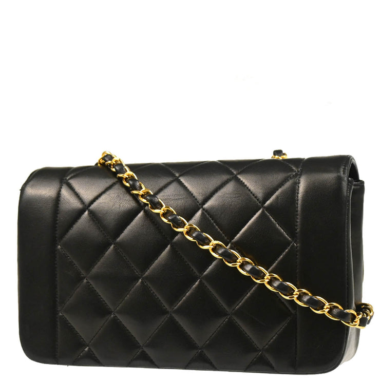 Chanel 1991-1994 Black Lambskin Small Diana Shoulder Bag