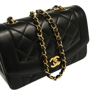Chanel 1991-1994 Black Lambskin Small Diana Shoulder Bag