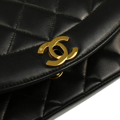 Chanel 1991-1994 Black Lambskin Small Diana Shoulder Bag