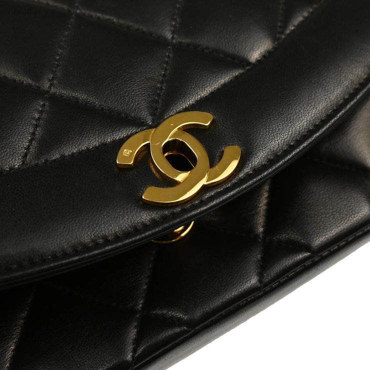 Chanel 1991-1994 Black Lambskin Small Diana Shoulder Bag