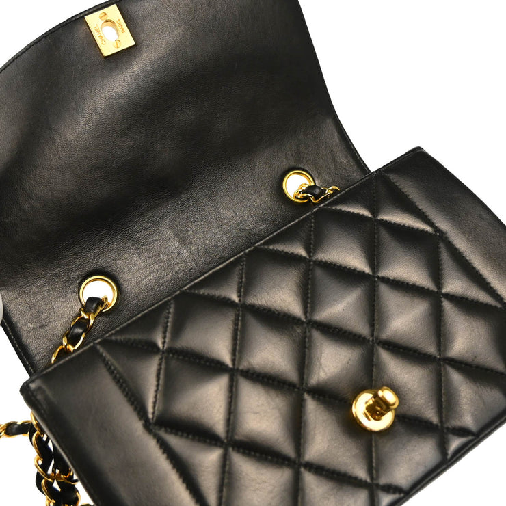 Chanel 1991-1994 Black Lambskin Small Diana Shoulder Bag