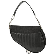 Christian Dior 2001 Black Red Canvas Leather Cadillac Saddle Handbag