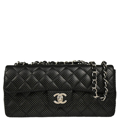 Chanel 2006-2008 Black Perforated Lambskin East West Shoulder Bag