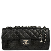 Chanel 2006-2008 Black Perforated Lambskin East West Shoulder Bag