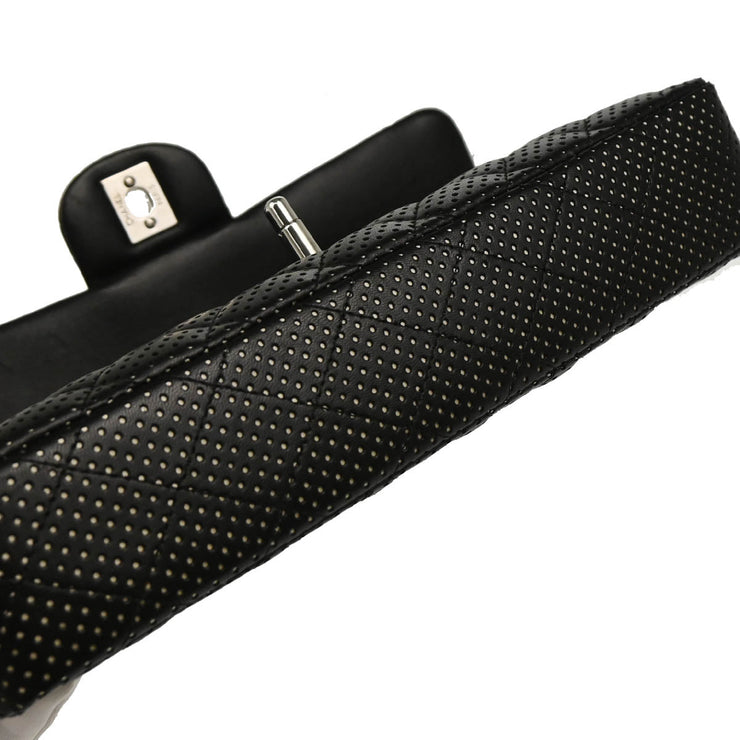 Chanel 2006-2008 Black Perforated Lambskin East West Shoulder Bag