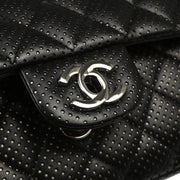 Chanel 2006-2008 Black Perforated Lambskin East West Shoulder Bag