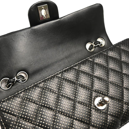 Chanel 2006-2008 Black Perforated Lambskin East West Shoulder Bag