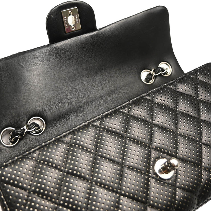 Chanel 2006-2008 Black Perforated Lambskin East West Shoulder Bag