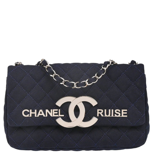 Chanel 2008-2009 Navy Cotton Cruise Line Shoulder Bag