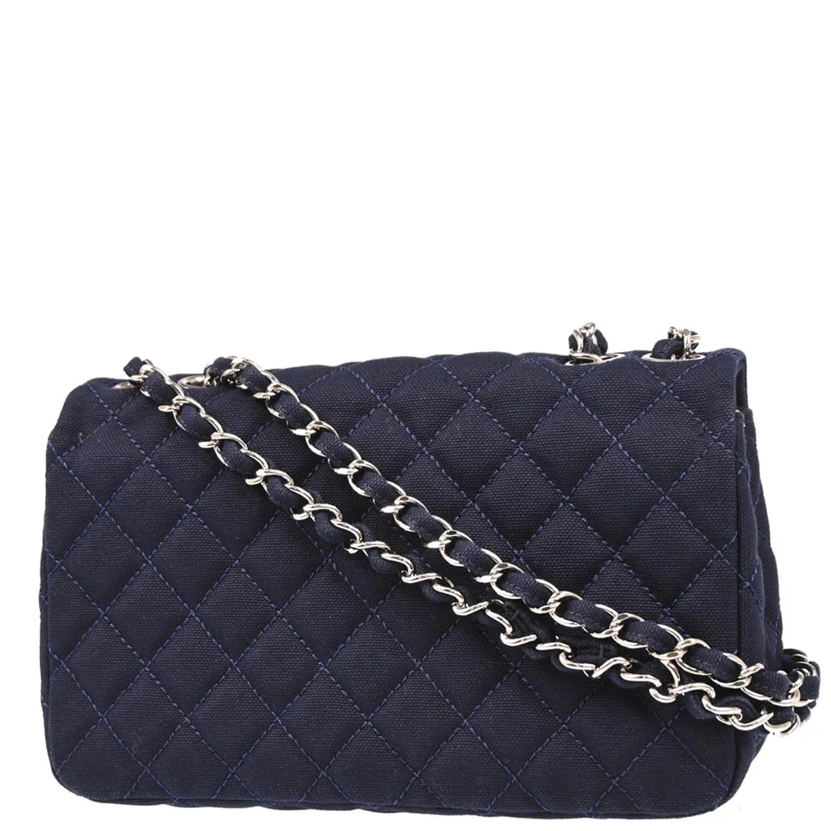Chanel 2008-2009 Navy Cotton Cruise Line Shoulder Bag