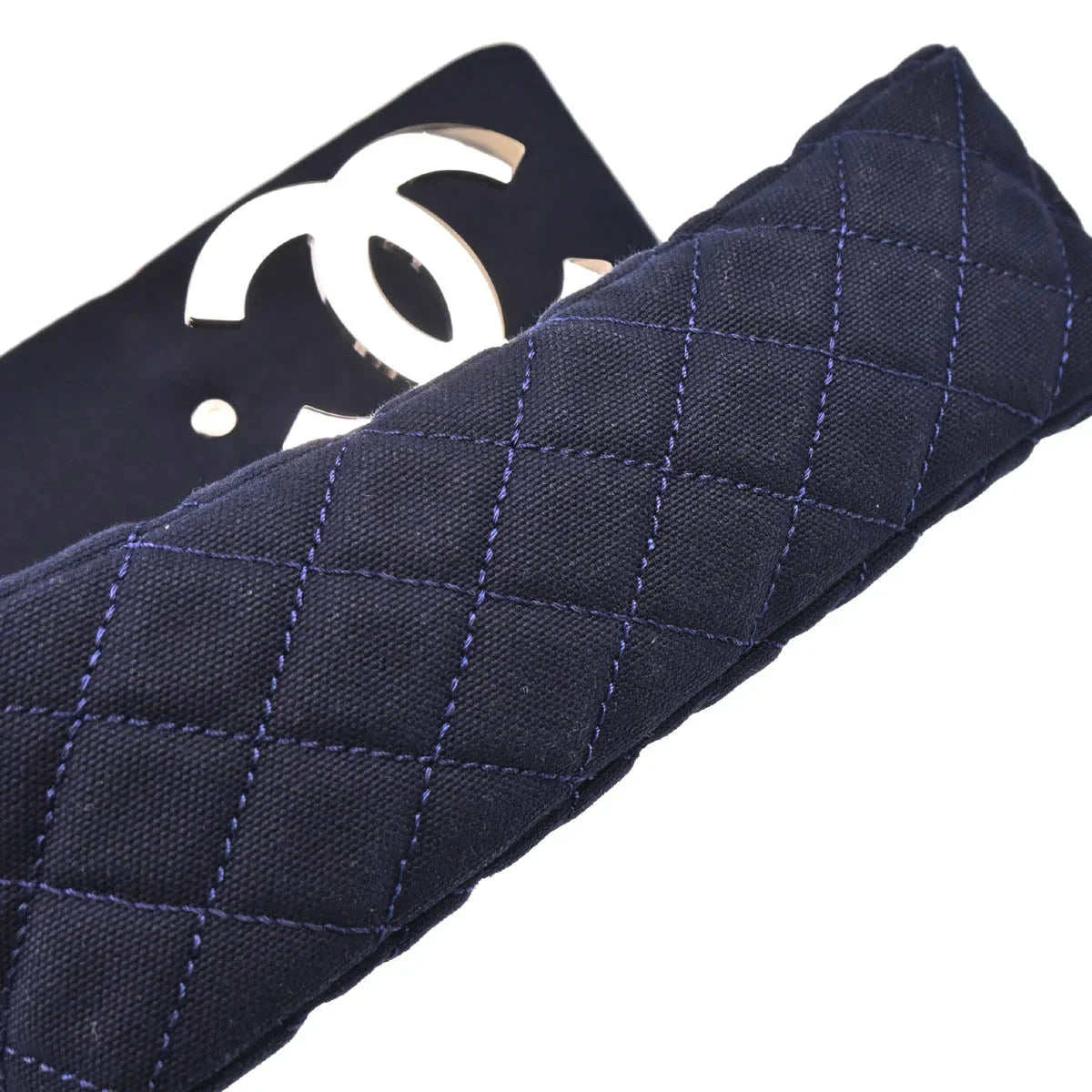 Chanel 2008-2009 Navy Cotton Cruise Line Shoulder Bag