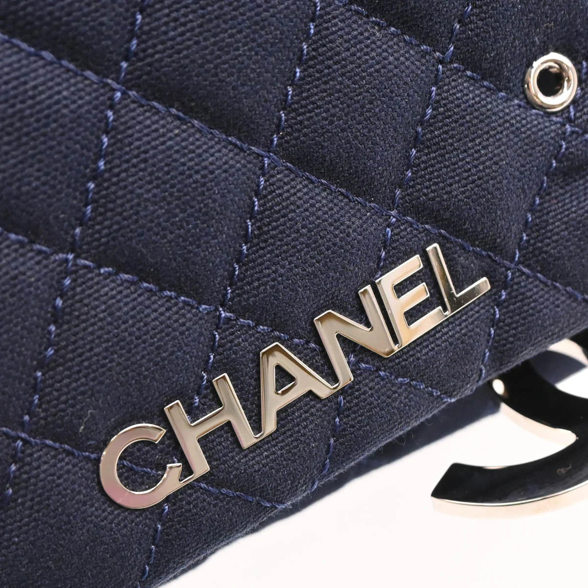 Chanel 2008-2009 Navy Cotton Cruise Line Shoulder Bag
