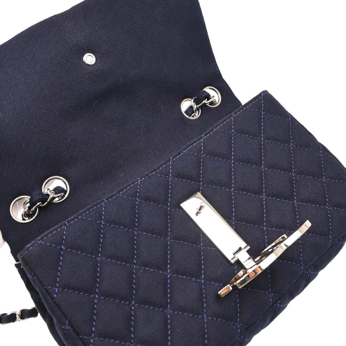 Chanel 2008-2009 Navy Cotton Cruise Line Shoulder Bag