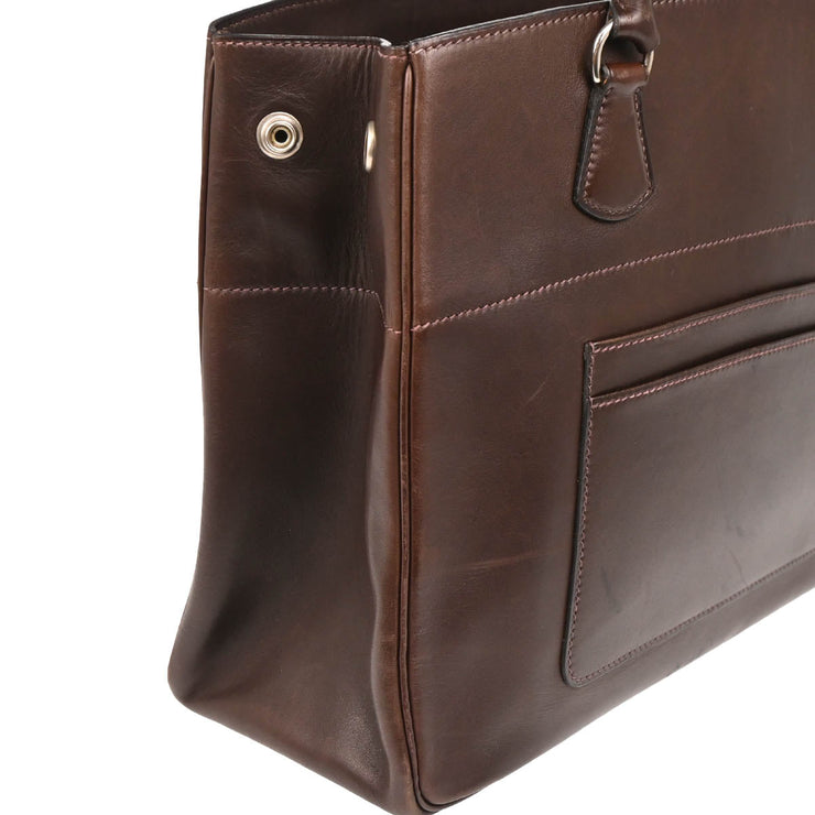 Hermes 2001 Chocolat Tadelakt La Tote Handbag