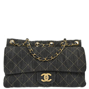 Chanel 2009-2010 Navy Denim Chain Shoulder Bag