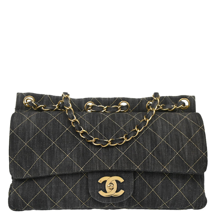 Chanel 2009-2010 Navy Denim Chain Shoulder Bag