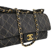 Chanel 2009-2010 Navy Denim Chain Shoulder Bag