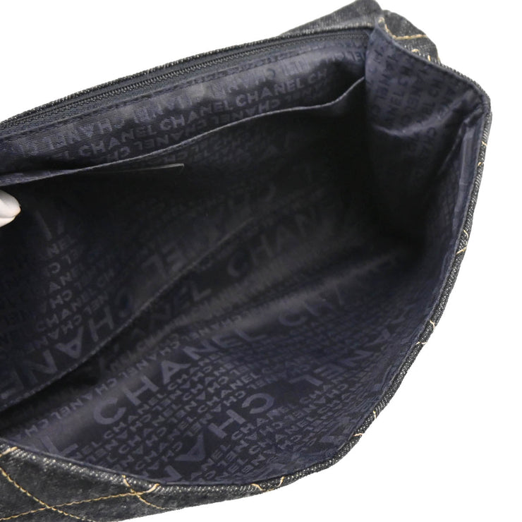 Chanel 2009-2010 Navy Denim Chain Shoulder Bag