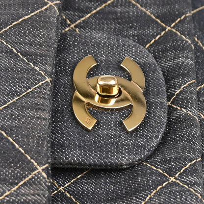 Chanel 2009-2010 Navy Denim Chain Shoulder Bag