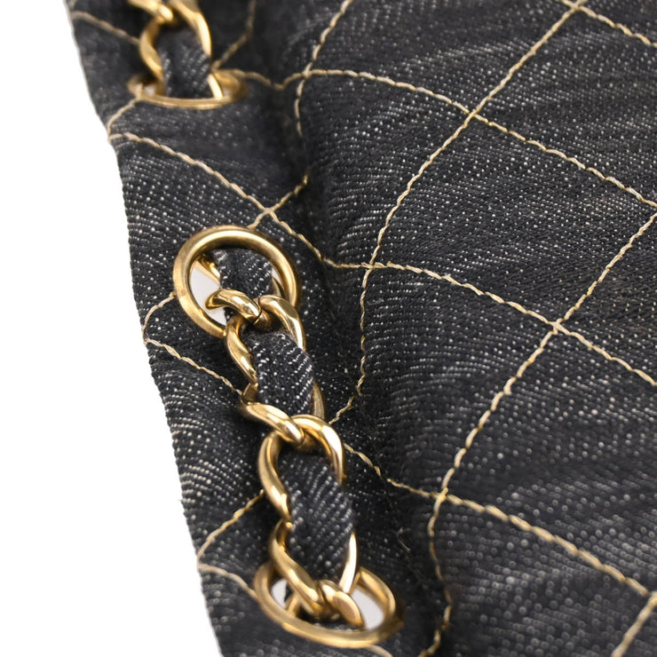 Chanel 2009-2010 Navy Denim Chain Shoulder Bag