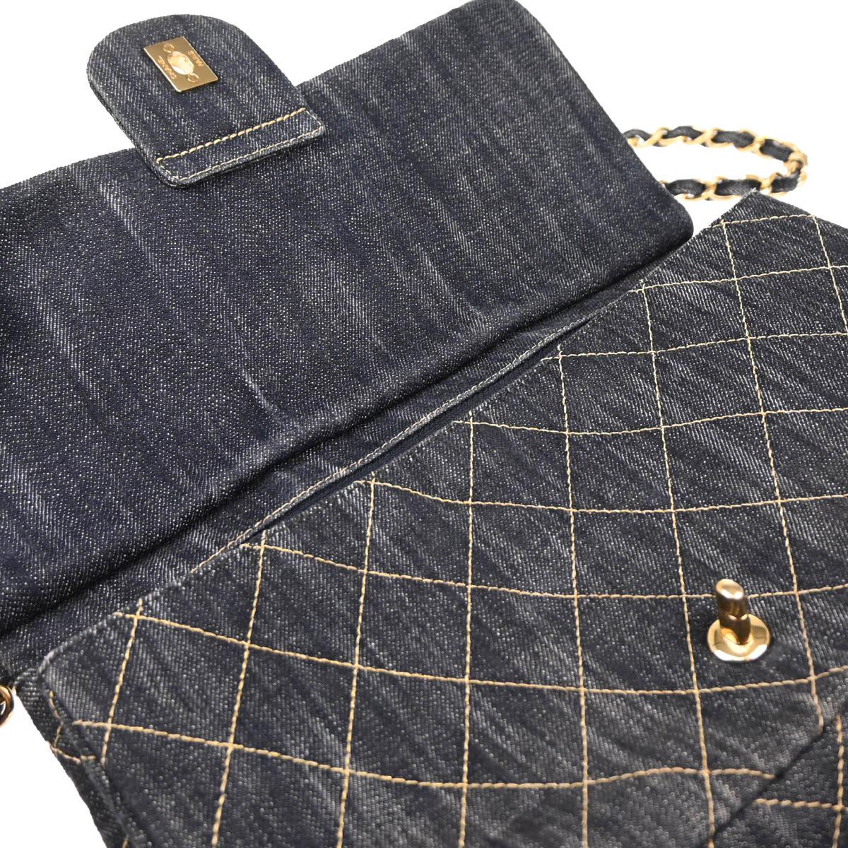 Chanel 2009-2010 Navy Denim Chain Shoulder Bag
