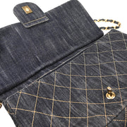 Chanel 2009-2010 Navy Denim Chain Shoulder Bag