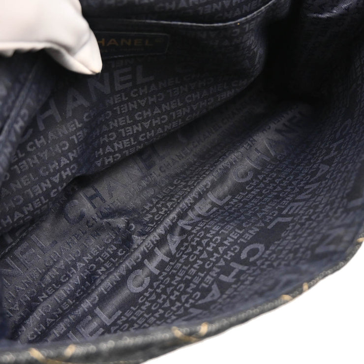 Chanel 2009-2010 Navy Denim Chain Shoulder Bag