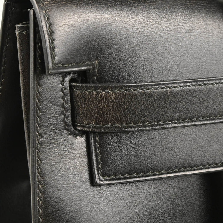 Hermes 1993 Black Box Calf Kelly 35 Sellier 2way Shoulder Handbag
