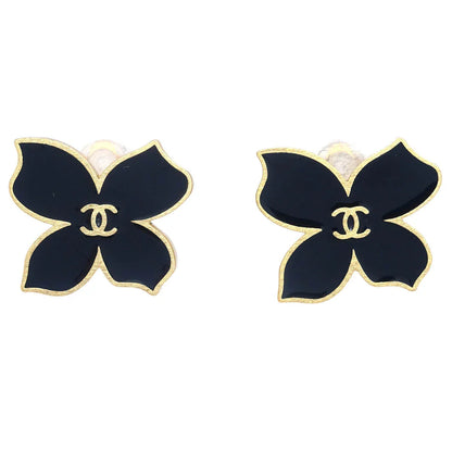 Chanel Black Gold Earrings Clip-On 02S