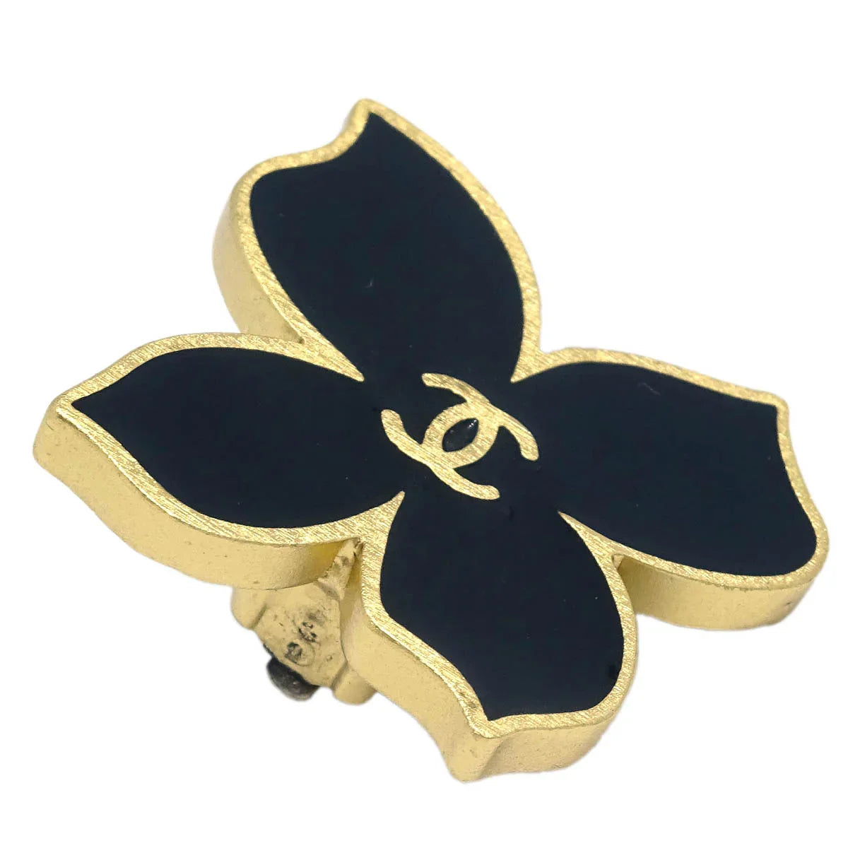 Chanel Black Gold Earrings Clip-On 02S