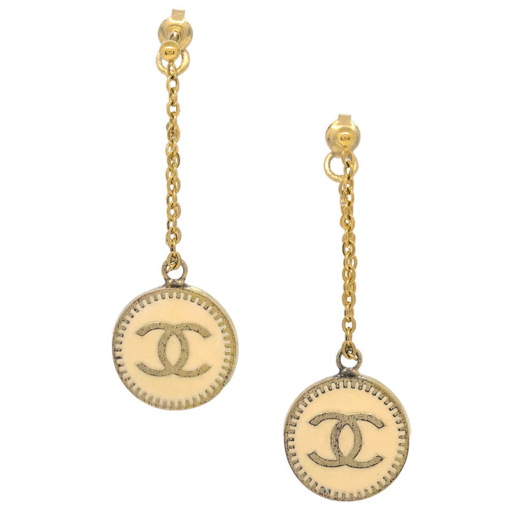 Chanel Dangle Piercing Earrings Gold 01P