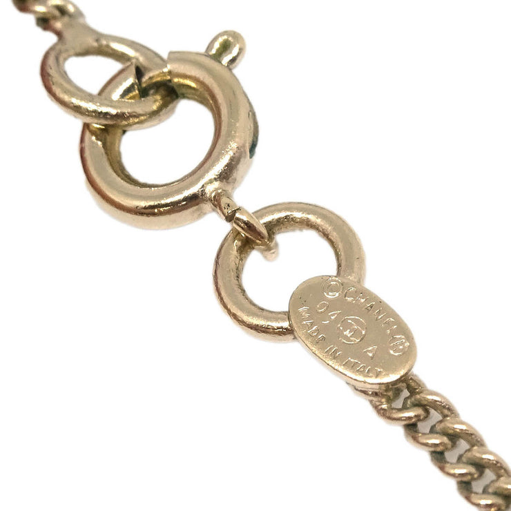Chanel Lipstick Gold CC Pendant Necklace Rhinestone 04A