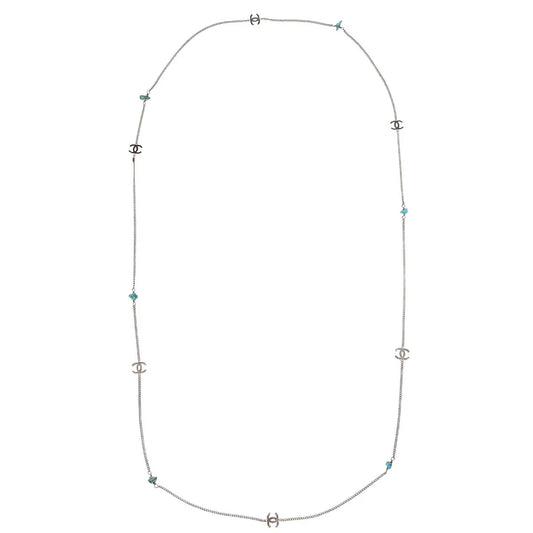 Chanel Chain Necklace Silver 97A