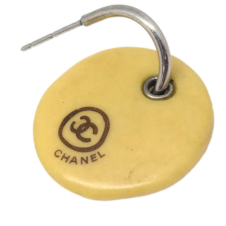 Chanel Dangle Piercing Earrings Beige Silver 00T