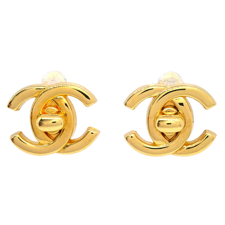 Chanel CC Turnlock Earrings Clip-On Gold Small 96A