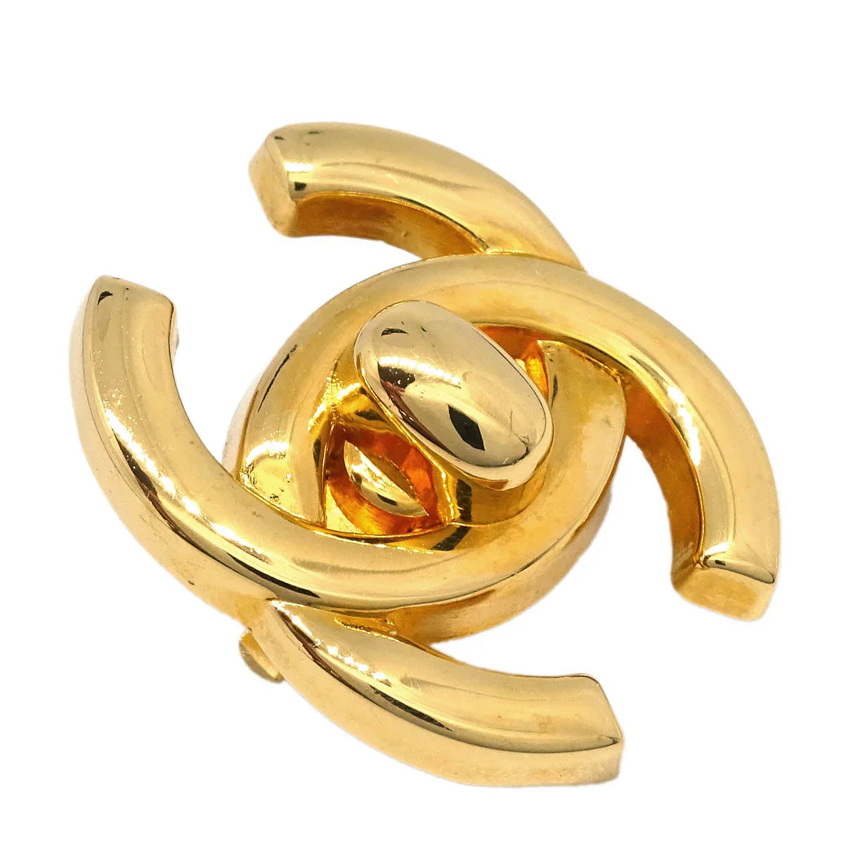 Chanel CC Turnlock Earrings Clip-On Gold Small 96A