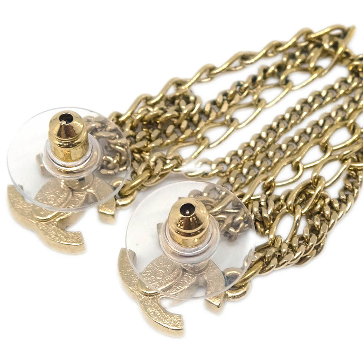Chanel CC Dangle Piercing Earrings Gold 09P