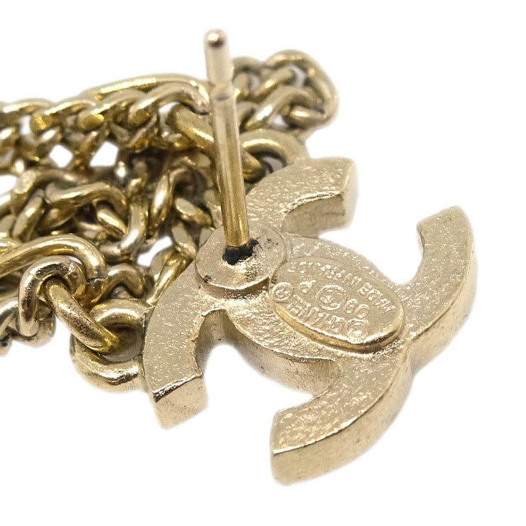 Chanel CC Dangle Piercing Earrings Gold 09P
