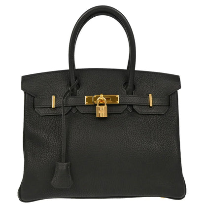 Hermes 2004 Black Taurillon Clemence Birkin 30 Handbag