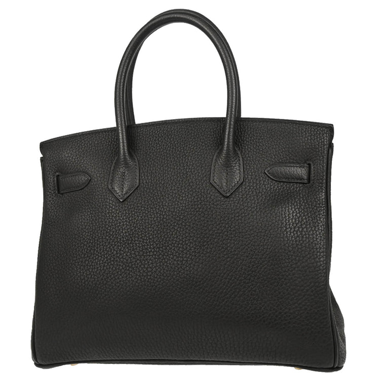 Hermes 2004 Black Taurillon Clemence Birkin 30 Handbag