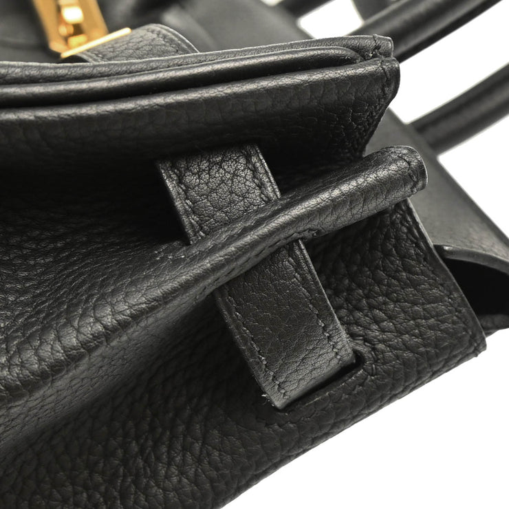 Hermes 2004 Black Taurillon Clemence Birkin 30 Handbag
