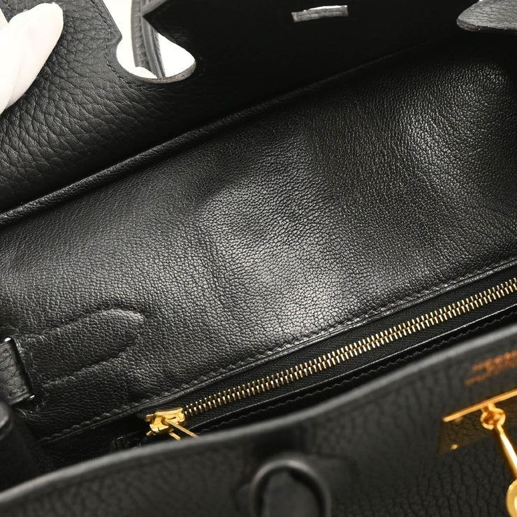 Hermes 2004 Black Taurillon Clemence Birkin 30 Handbag