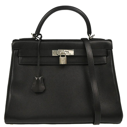 Hermes 2005 Black Chevre Kelly 32 Retourne 2way Shoulder Handbag