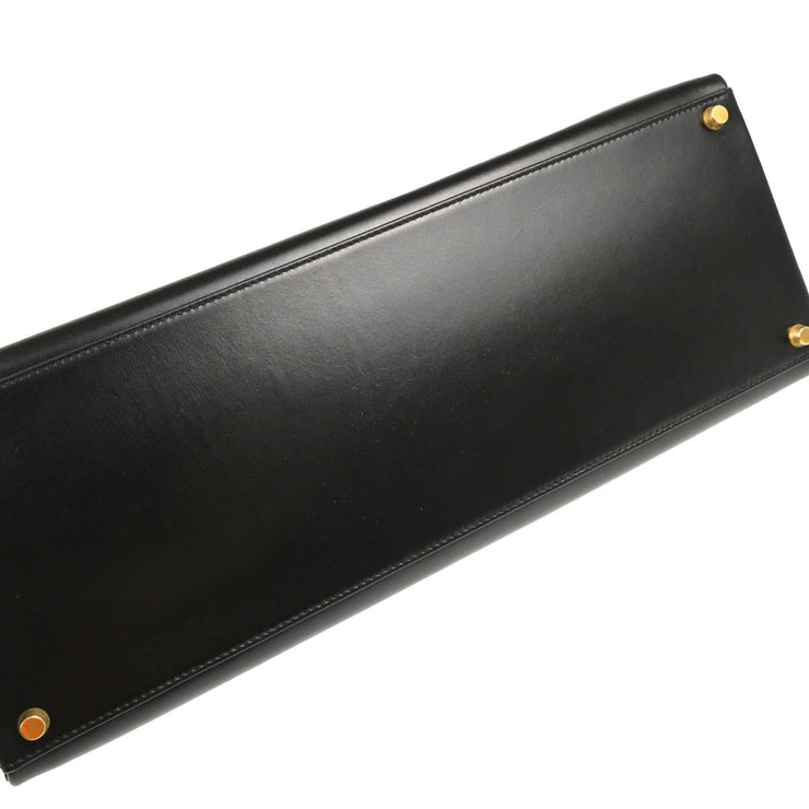 Hermes 1998 Black Box Calf Kelly 40 Retourne Handbag