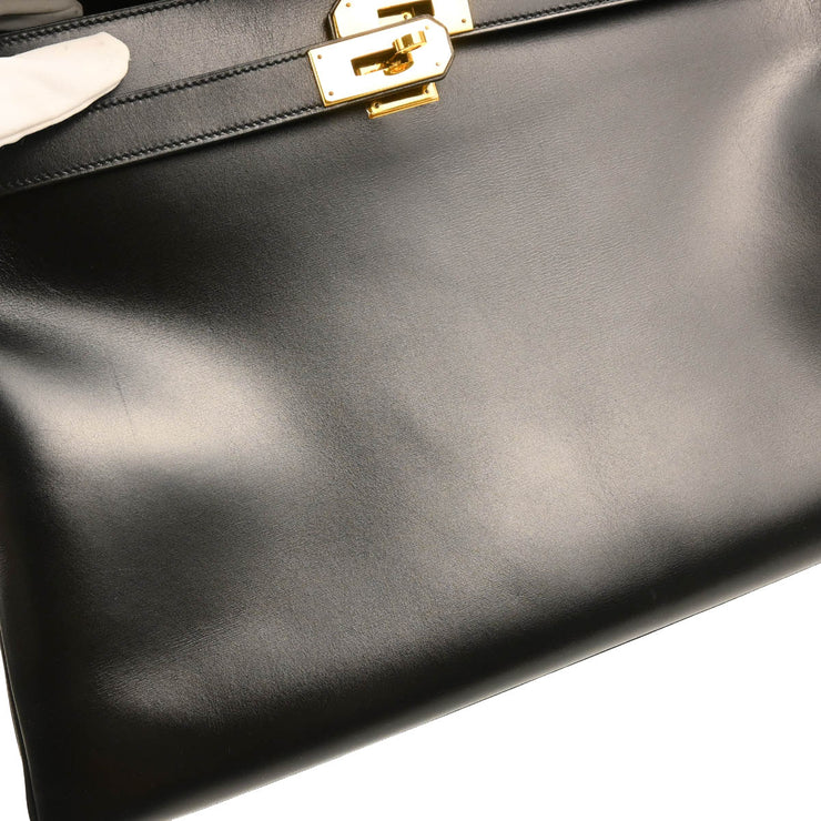 Hermes 1998 Black Box Calf Kelly 40 Retourne Handbag