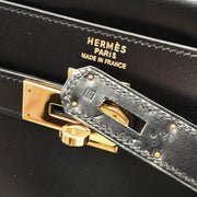 Hermes 1998 Black Box Calf Kelly 40 Retourne Handbag