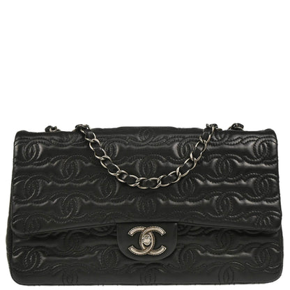 Chanel 2014 Black Lambskin CC Stitch Shoulder Bag