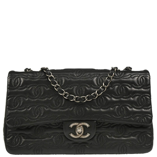 Chanel 2014 Black Lambskin CC Stitch Shoulder Bag