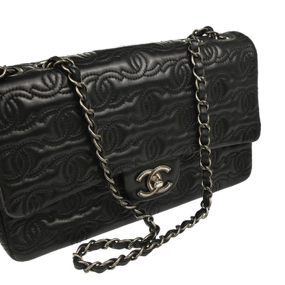 Chanel 2014 Black Lambskin CC Stitch Shoulder Bag
