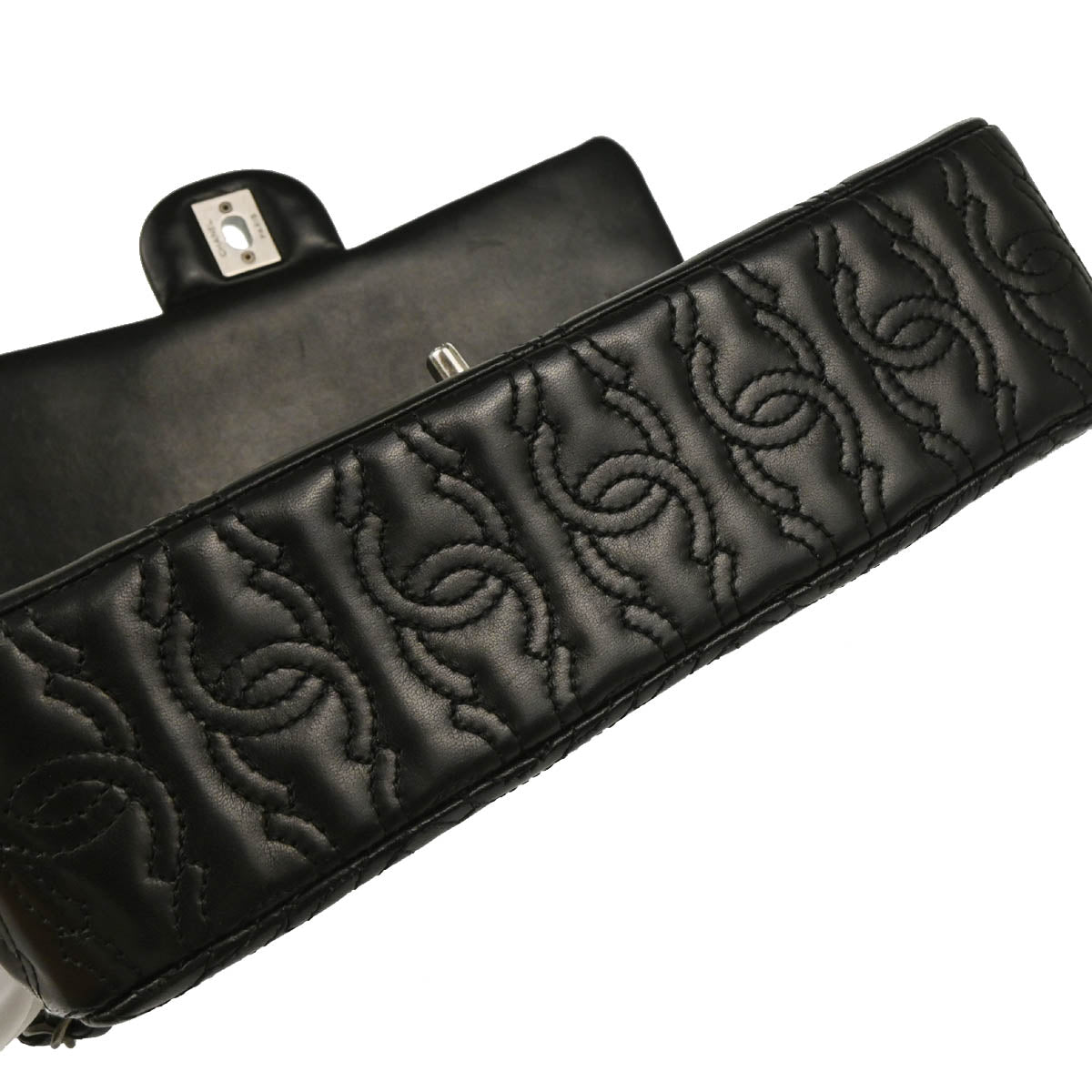 Chanel 2014 Black Lambskin CC Stitch Shoulder Bag